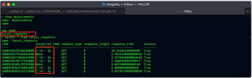 上報(bào)的數(shù)據(jù) influxDB 中查詢到：